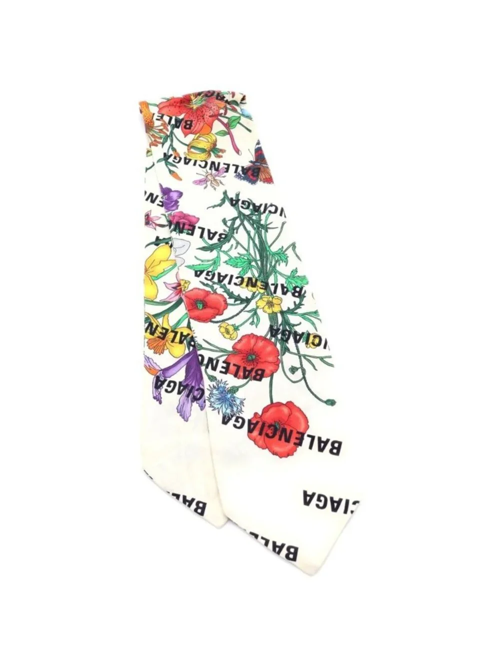 Gucci the Hacker Flora Print Silk Neck Bow the Project Floral Scarf White